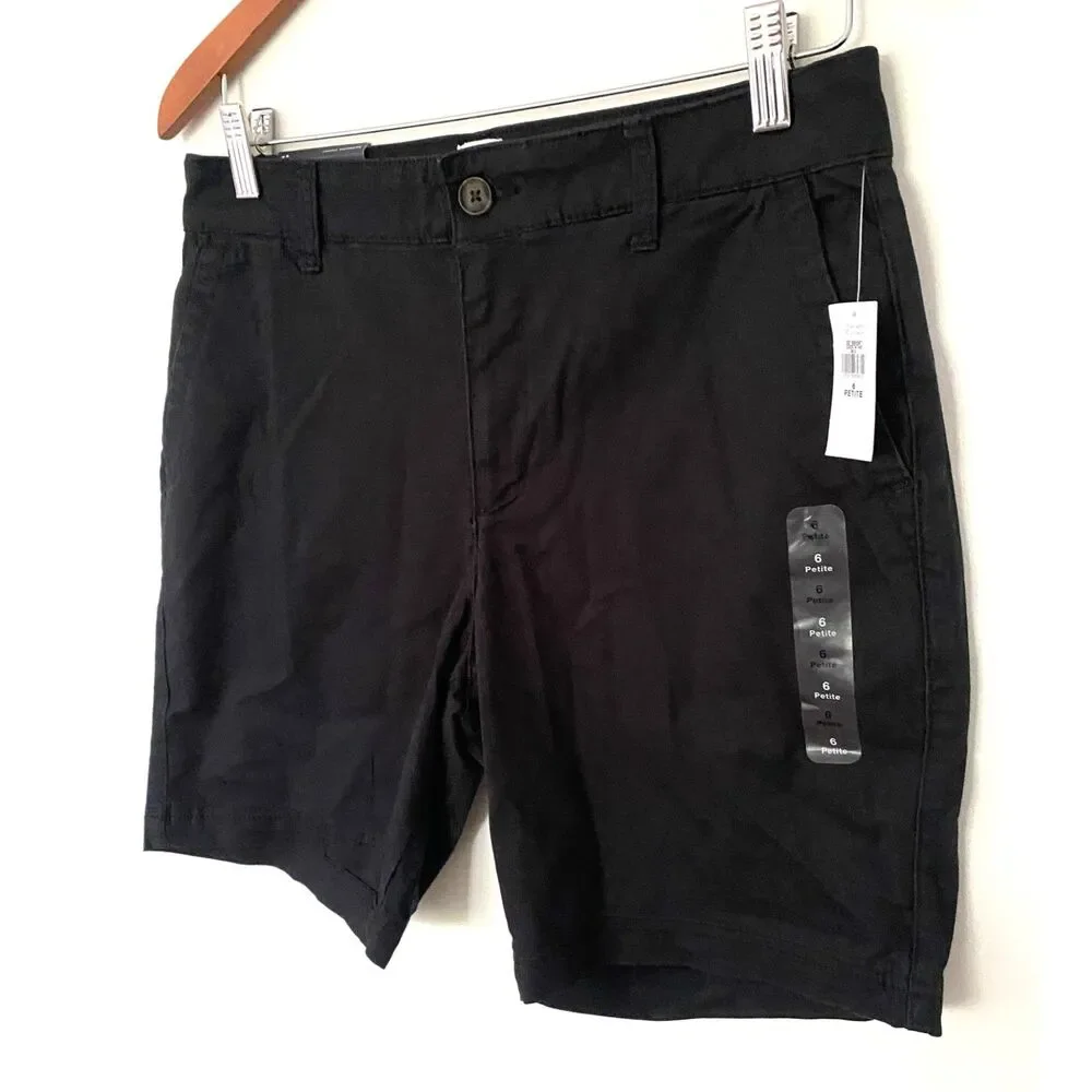 NWT Gap Womens Black  High Rise Casual Bermuda Shorts Sz 6P